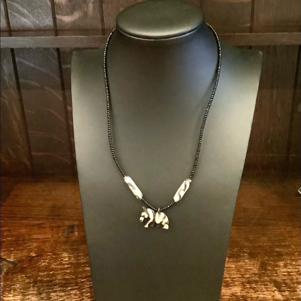 Black & White Necklace with Seed Beads